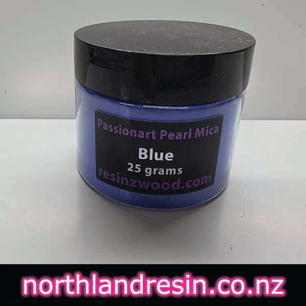 A jar of Blue Mica on a white background