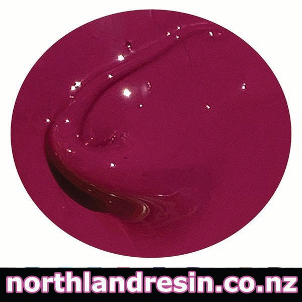 Crimson resin paste sample with 'northlandresin.co.nz' branding at the bottom.