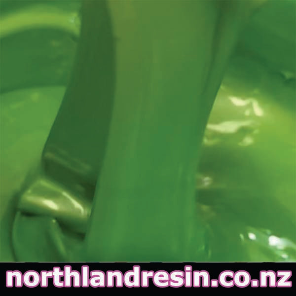Kermit resin green paste with a metallic tool, featuring 'northlandresin.co.nz' text.