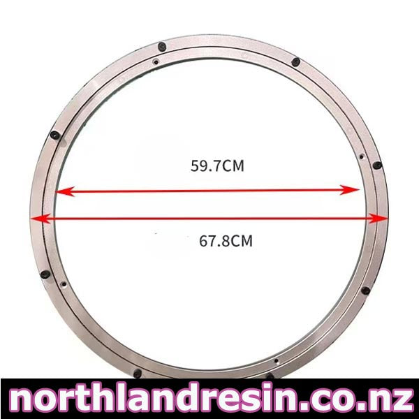 A circular metal ring or frame shown on a white background with red arrows and black text indicating dimensions 59.7CM and 67.