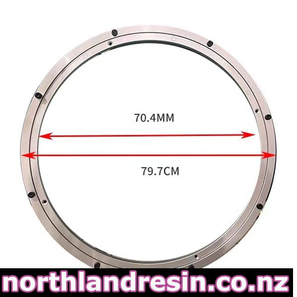 A circular metal ring component shown on a white background with red dimension arrows and text indicating 70.4 mm and 79.