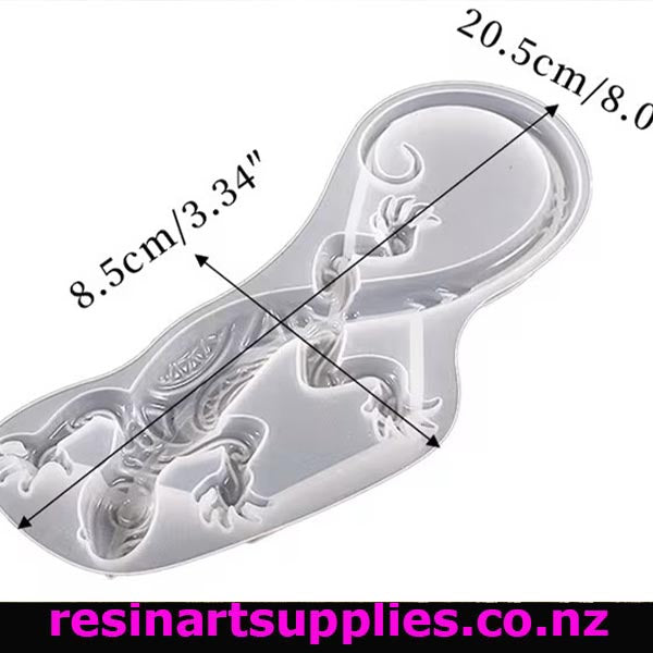 Silicone mold for resin with measurements and 'resinartsupplies.co.nz' branding.