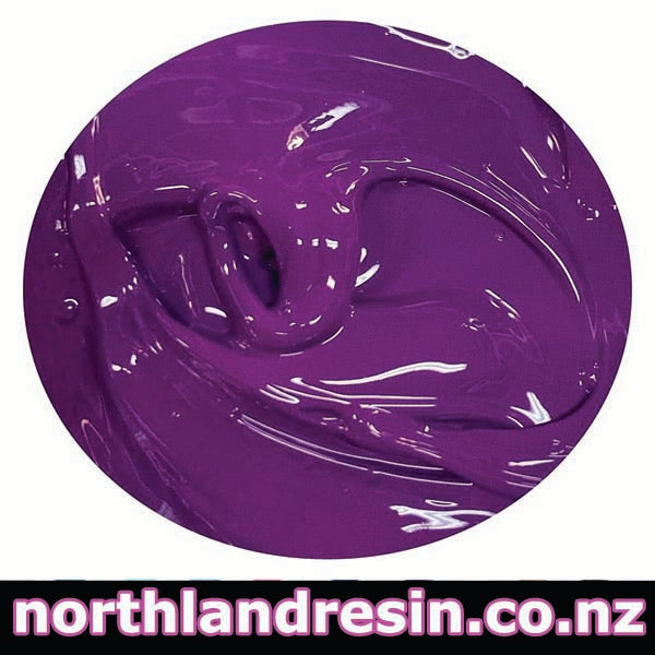 Close-up of purple resin paste with 'northlandresin.co.nz' branding at the bottom.