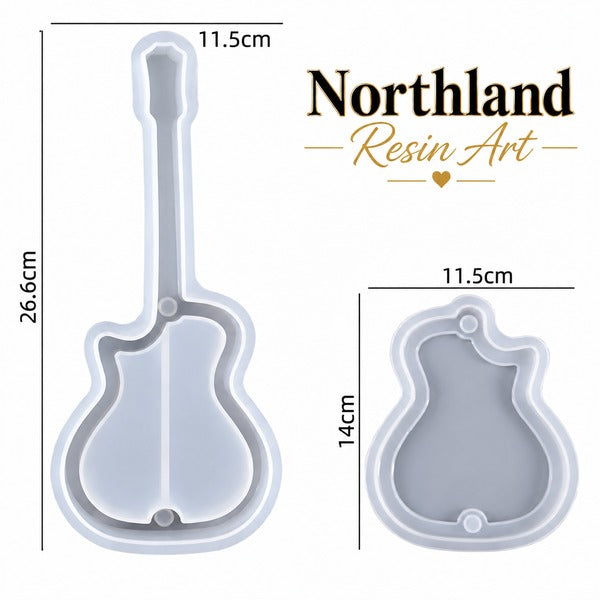 Guitar resin mould set with large and small silicone guitar moulds for epoxy resin art