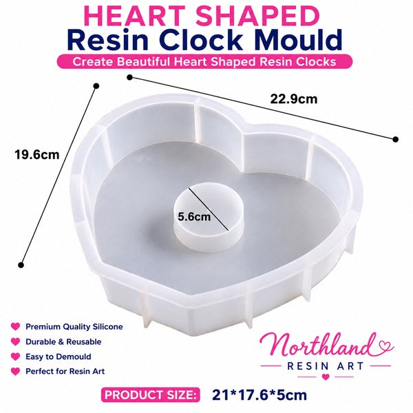 Silicone heart mould with dimension on white background