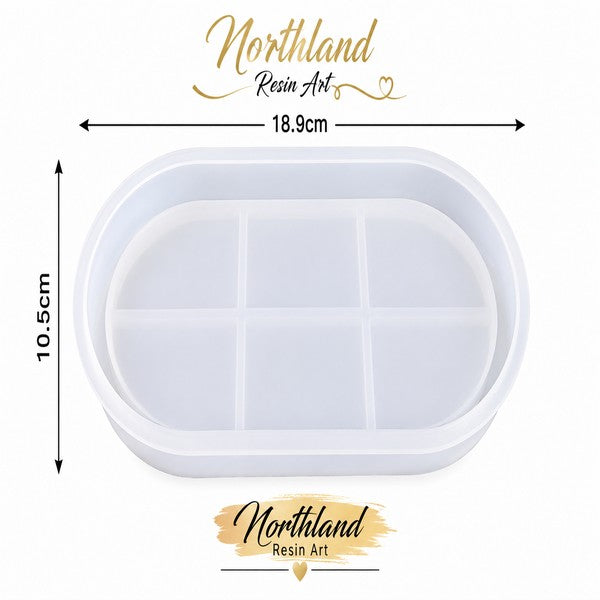 Oval silicone resin tray mould for creating ocean art, beach effects, epoxy resin trays and decorative resin projects.