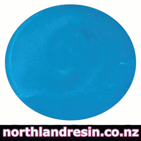 Aqua resin paste circular object with 'northlandresin.co.nz' text at the bottom.