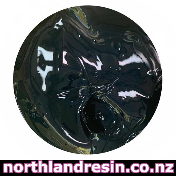 Emerald glossy resin sample with 'northlandresin.co.nz' text at the bottom
