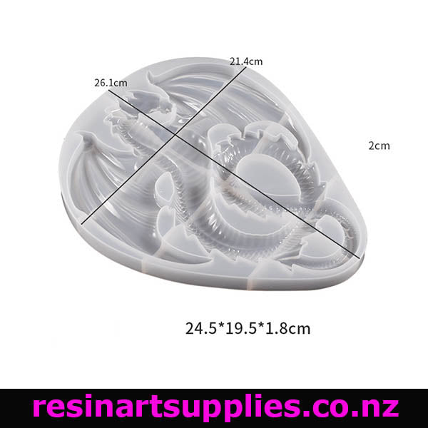 Silicone mold with measurements on a white background, branded 'resinartsupplies.co.nz'.