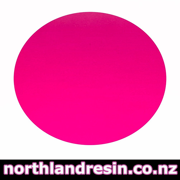 Solid pink color swatch with 'northlandresin.co.nz' text at the bottom. FluroPinkPasteColourPassion