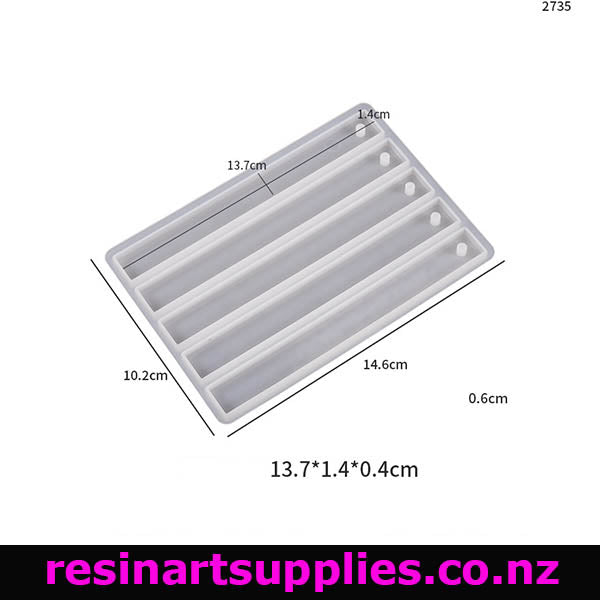 Silicone mold with dimensions labeled on a white background, featuring the brand 'resinartsupplies.co.nz'.