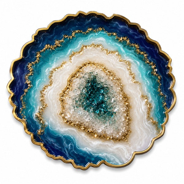 Scalloped 26.2cm geode resin tray silicone mould for epoxy resin art