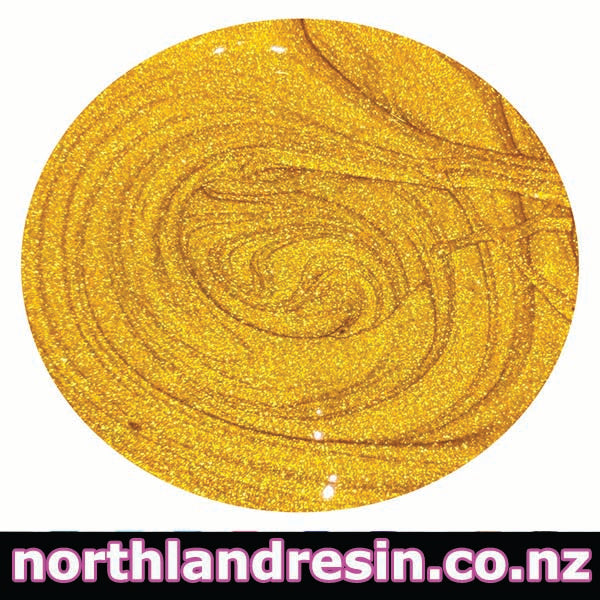 Gold glittery material on a white background with 'northlandresin.co.nz' text.