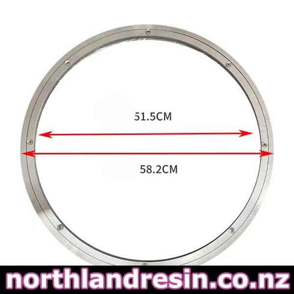 A circular metal ring or frame shown on a white background with red arrows and text indicating dimensions 51.5CM and 58.