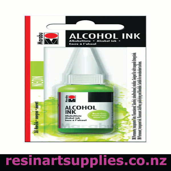 Neon Green Alcohol Ink on a white background 