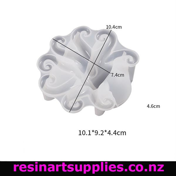 Decorative Octopus silicone mold with measurements on a white background, branded 'resinartsupplies.co.nz'.