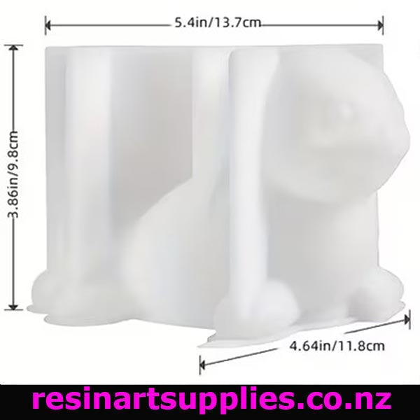 White resin mold with dimensions labeled on a white background, featuring the brand 'resinartsupplies.co.nz'.