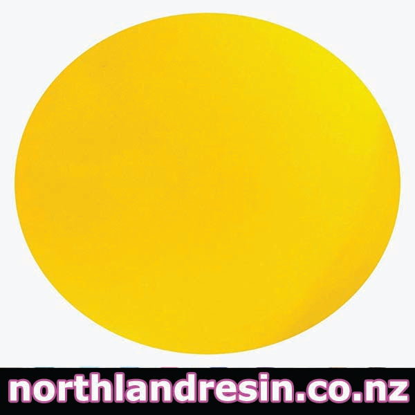 Solid Yellow Passion resin Paste circle with 'northlandresin.co.nz' text at the bottom