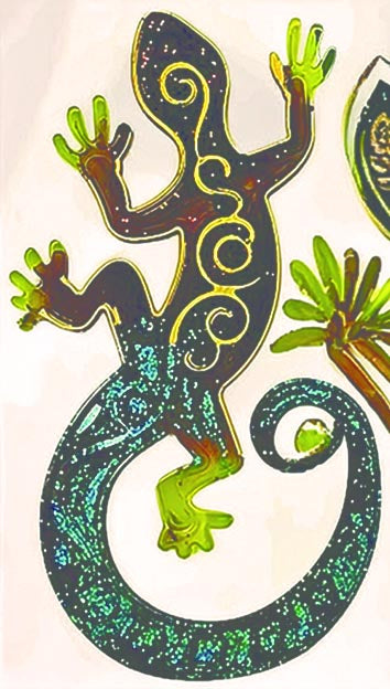 Colorful gecko illustration on a white background