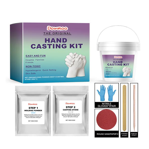 Dowmoo Hand Casting Kit packaging with components on a white background