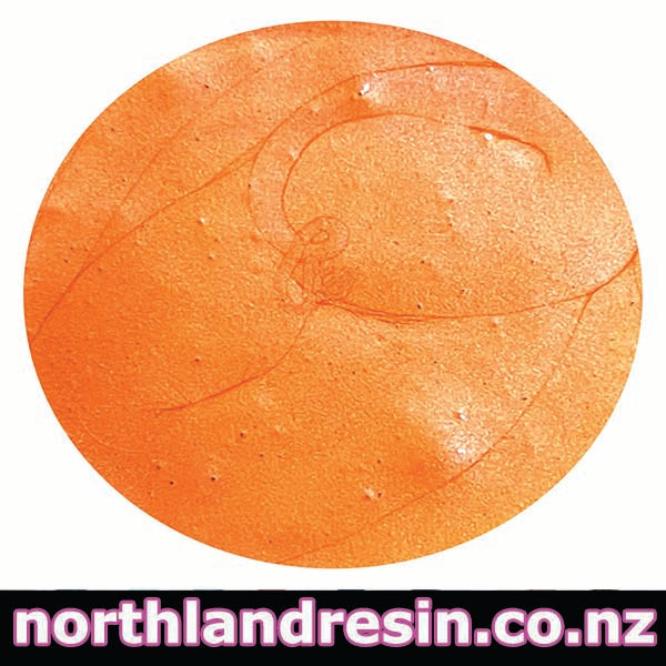 Close-up of John Shimmer orange resin paste with 'northlandresin.co.nz' branding at the bottom.