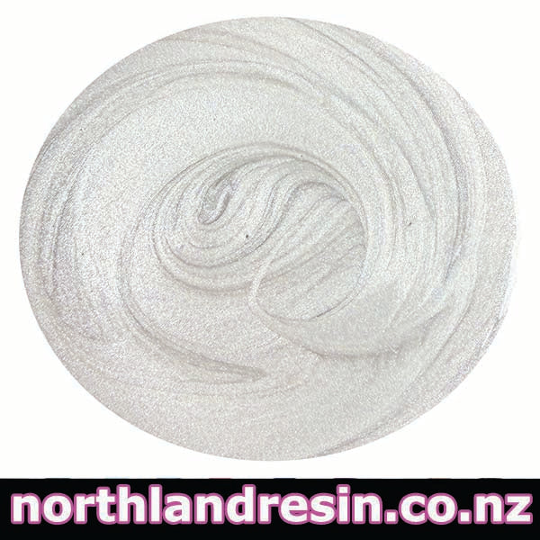 Close-up of a Moon magic metallic sample with swirling pattern on a white background, featuring 'northlandresin.co.nz' text.