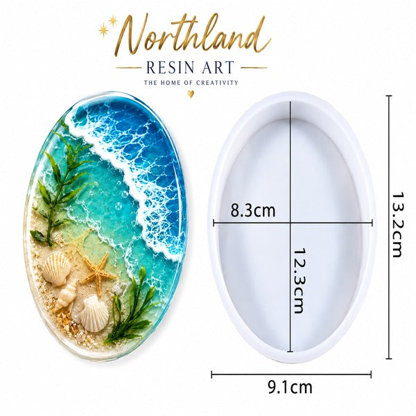 Oval silicone resin mould 13.2cm for ocean resin art and epoxy casting